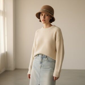 Target Tan Wool Cloche Hat with Leopard Print Band | 21.5” Circumference